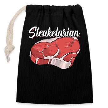 Steak-Liebhaber Feinschmecker Grillen - Verschließbarer Geschenkbeutel aus Baumwolle (14x20cm) - Schwarz - Vorne