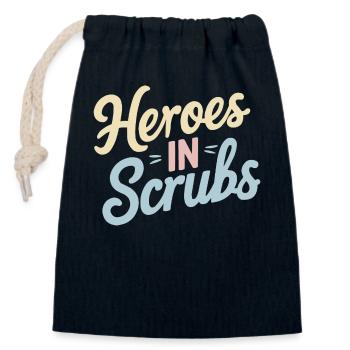 infirmière en soins intensifs, - Sac cadeau en coton avec cordon (14 x 20 cm) - bleu marine - Devant