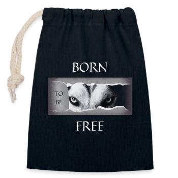 Born to be free. - Closable cotton gift bag (14x20cm) - navy - Front
