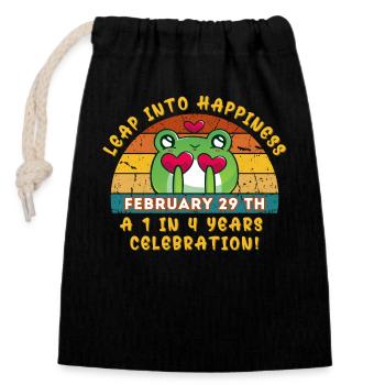 Célébration de l’année bissextile 2024 - Sac cadeau en coton avec cordon (14 x 20 cm) - noir - Devant
