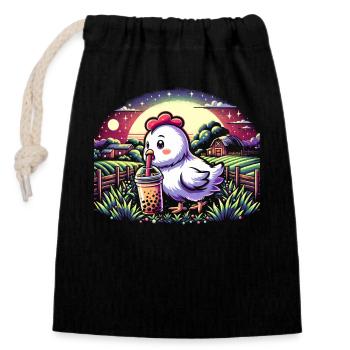 Funny Boba Tea Lover Bubble Tea Drink - Closable cotton gift bag (14x20cm) - black - Front