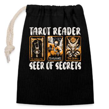 Tarotkartenleser, Kartomantien-enthusiast, - Verschließbarer Geschenkbeutel aus Baumwolle (14x20cm) - Schwarz - Vorne