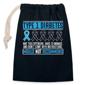 Diabetes awareness T1d diabetic insulin type 1 - Closable cotton gift bag (14x20cm) - navy - Front