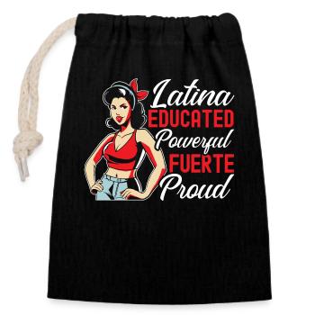 Latina Power Mexikanisch Spanisch Hispanisch - Verschließbarer Geschenkbeutel aus Baumwolle (14x20cm) - Schwarz - Vorne