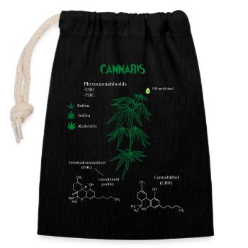 Chemische Formel für Cannabis - Verschließbarer Geschenkbeutel aus Baumwolle (14x20cm) - Schwarz - Vorne