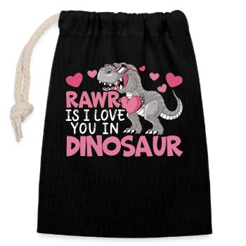 Saint-Valentin Dinosaure T-Rex 14 février Dino - Sac cadeau en coton avec cordon (14 x 20 cm) - noir - Devant