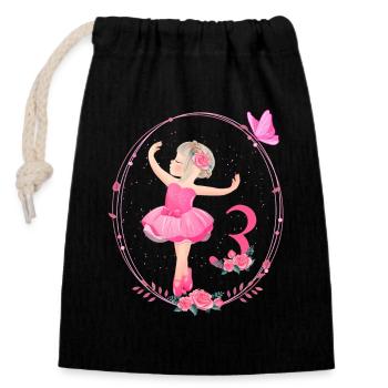 3. Geburtstag Ballerina im Tutu Mädchen Ballett 3 - Verschließbarer Geschenkbeutel aus Baumwolle (14x20cm) - Schwarz - Vorne