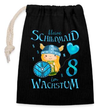 Kleine Schildmaid im Wachstum Geburtstag 8 Jahre - Verschließbarer Geschenkbeutel aus Baumwolle (14x20cm) - Schwarz - Vorne