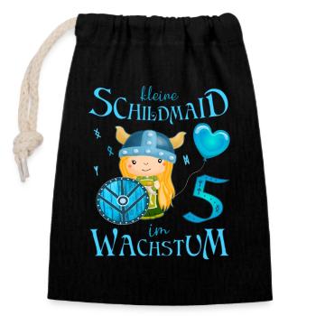 Kleine Schildmaid im Wachstum Geburtstag 5 Jahre - Verschließbarer Geschenkbeutel aus Baumwolle (14x20cm) - Schwarz - Vorne
