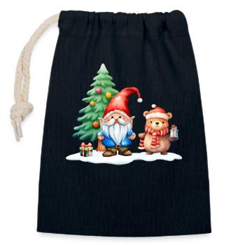Imp Mats with his teddy bear - Closable cotton gift bag (14x20cm) - navy - Front