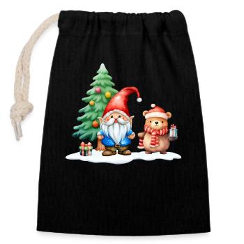 Imp Mats with his teddy bear - Closable cotton gift bag (14x20cm) - black - Front
