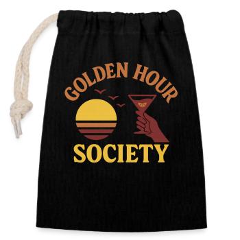 Golden Hour Society - Verschließbarer Geschenkbeutel aus Baumwolle (14x20cm) - Schwarz - Vorne