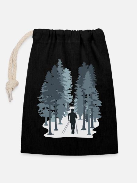 Courir, Courir, Trail Running - Sac cadeau en coton avec cordon (14 x 20 cm) - noir