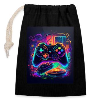 C’est l’heure du jeu : pas de temps pour les perdants - Sac cadeau en coton avec cordon (14 x 20 cm) - noir - Devant
