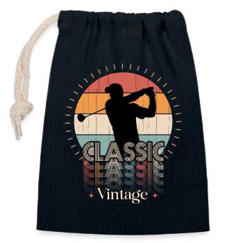 Vintage-Klassiker GOLF - Verschließbarer Geschenkbeutel aus Baumwolle (14x20cm) - Navy - Vorne