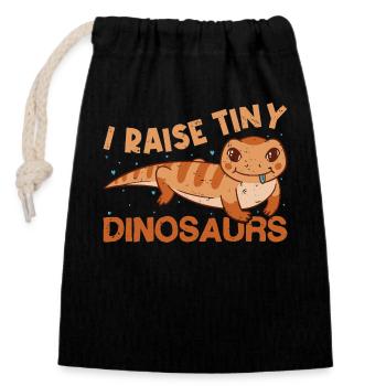Bluetongue lizard, skink, smooth lizard, blue tongue - Closable cotton gift bag (14x20cm) - black - Front