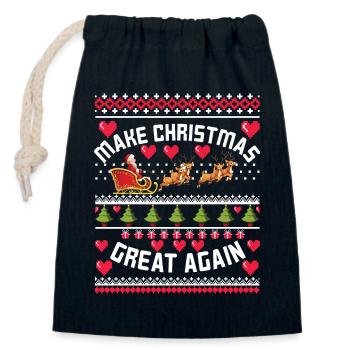Make Christmas Great Again - Closable cotton gift bag (14x20cm) - navy - Front