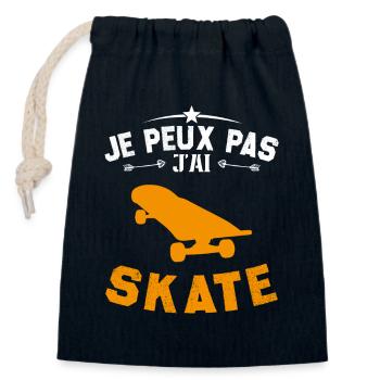 Je Peux Pas J'ai Skate - Sac cadeau en coton avec cordon (14 x 20 cm) - bleu marine - Devant
