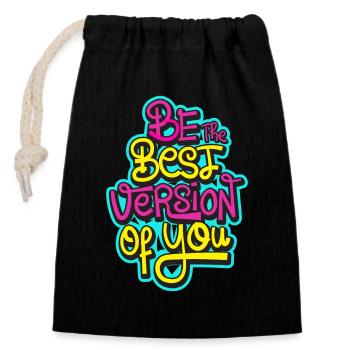 Be the best version of you OUTFIT - Closable cotton gift bag (14x20cm) - black - Front