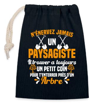 Paysagiste et jardinier cadeau humour - Sac cadeau en coton avec cordon (14 x 20 cm) - bleu marine - Devant