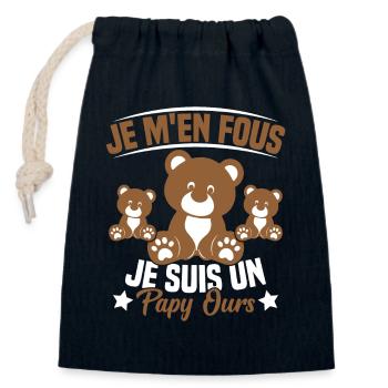 Je m en fous je suis un Papy ours Grand père - Sac cadeau en coton avec cordon (14 x 20 cm) - bleu marine - Devant
