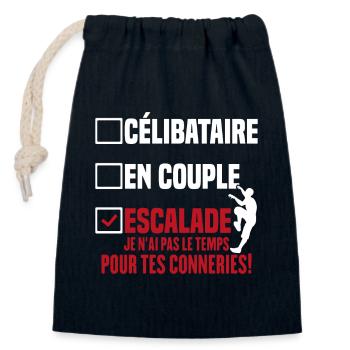 Escalade Célibataire En Couple Cadeau Humour - Sac cadeau en coton avec cordon (14 x 20 cm) - bleu marine - Devant