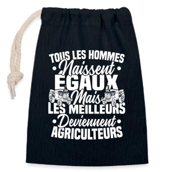 Humour Agricole Meilleur Agriculteur Homme - Sac cadeau en coton avec cordon (14 x 20 cm) - bleu marine - Devant