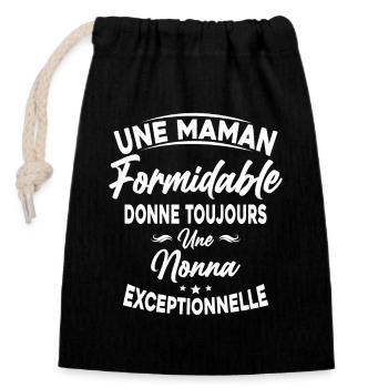 Maman formidable donne Nonna Exceptionnelle - Sac cadeau en coton avec cordon (14 x 20 cm) - noir - Devant