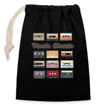 Music Classic - Closable cotton gift bag (14x20cm) - black - Front