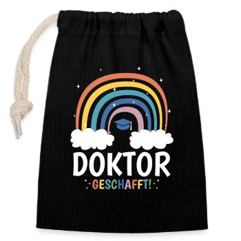 Doktor Geschafft - Verschließbarer Geschenkbeutel aus Baumwolle (14x20cm) - Schwarz - Vorne