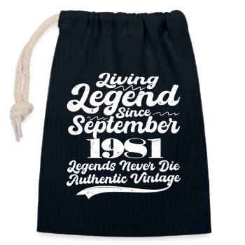 Es war einmal eine Legende. September 1981 Geburts - Verschließbarer Geschenkbeutel aus Baumwolle (14x20cm) - Navy - Vorne