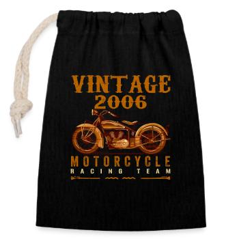 Legends were born in 2006 and ride motorcycles - Closable cotton gift bag (14x20cm) - black - Front