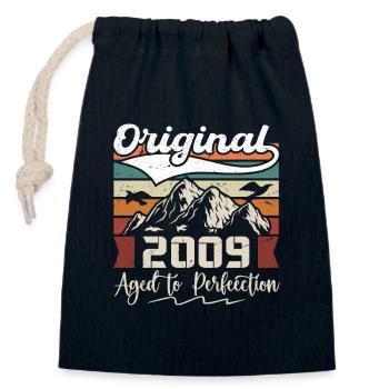 2009 - Gift born in 2009 - Closable cotton gift bag (14x20cm) - navy - Front