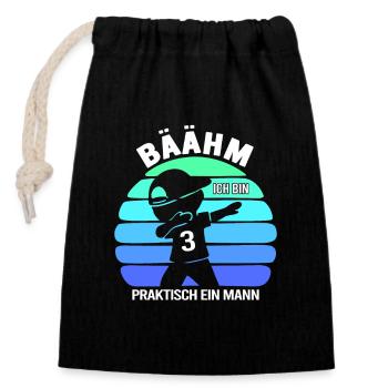 3 Dreijähriger 3. Geburtstag Jungen - Verschließbarer Geschenkbeutel aus Baumwolle (14x20cm) - Schwarz - Vorne