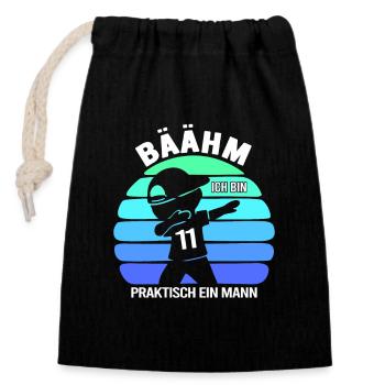 11 elfjähriger 11. Geburtstag Jungen - Verschließbarer Geschenkbeutel aus Baumwolle (14x20cm) - Schwarz - Vorne