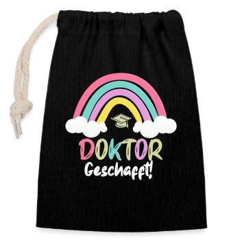 Doktor Geschafft - Verschließbarer Geschenkbeutel aus Baumwolle (14x20cm) - Schwarz - Vorne