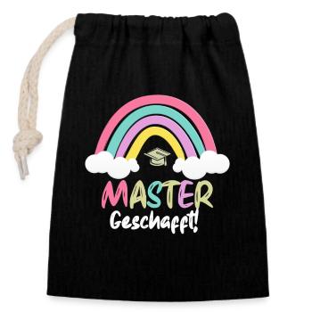 Master Geschafft Masterabschluss Geschenk - Verschließbarer Geschenkbeutel aus Baumwolle (14x20cm) - Schwarz - Vorne