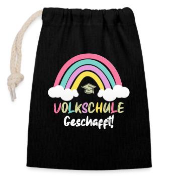 Volksschule Abgänger 2024 Tschüss Volksschule - Verschließbarer Geschenkbeutel aus Baumwolle (14x20cm) - Schwarz - Vorne