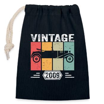 Classic Since 2009, Vintage Car Birthday Gift 2009 - Verschließbarer Geschenkbeutel aus Baumwolle (14x20cm) - Navy - Vorne