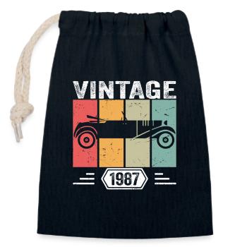 Classic Since 1987, Vintage Car Birthday Gift 1987 - Verschließbarer Geschenkbeutel aus Baumwolle (14x20cm) - Navy - Vorne