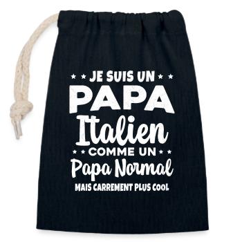 Homme Papa Pizzaiolo Italien Humour Cadeau - Sac cadeau en coton avec cordon (14 x 20 cm) - bleu marine - Devant