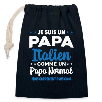 Homme Papa Pizzaiolo Italien Humour Cadeau - Sac cadeau en coton avec cordon (14 x 20 cm) - bleu marine - Devant