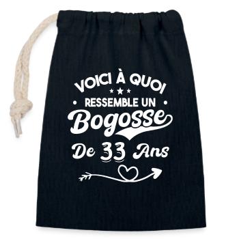 Bogosse 33 ans Cadeau Humour Anniversaire 33 ans - Sac cadeau en coton avec cordon (14 x 20 cm) - bleu marine - Devant