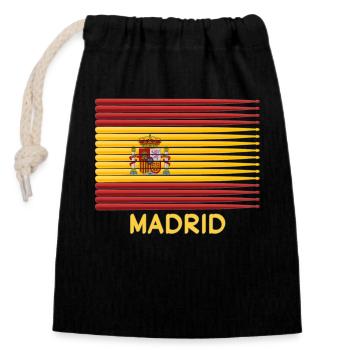 Madrid Spanien Spanische Flagge Trommler Sticks Patriotisch - Verschließbarer Geschenkbeutel aus Baumwolle (14x20cm) - Schwarz - Vorne