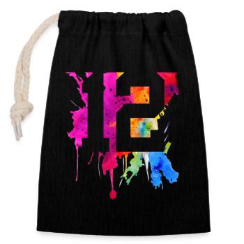 12 YEARS 12TH BIRTHDAY - Closable cotton gift bag (14x20cm) - black - Front