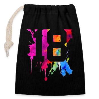 18 YEARS 18TH BIRTHDAY - Closable cotton gift bag (14x20cm) - black - Front