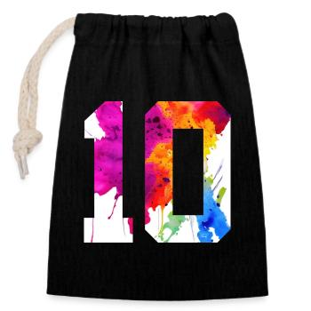 NUMBER 10 YEARS OLD 10TH BIRTHDAY - Closable cotton gift bag (14x20cm) - black - Front