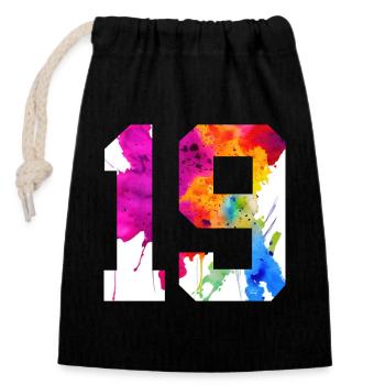 NUMBER 19 YEARS OLD 19TH BIRTHDAY - Closable cotton gift bag (14x20cm) - black - Front
