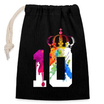 ROI 10 ANS REINE 10E ANNIVERSAIRE - Sac cadeau en coton avec cordon (14 x 20 cm) - noir - Devant