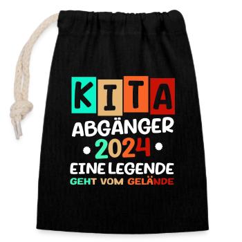 Kita Abgänger 2024 - Schulkind Einschulung Sprüche - Verschließbarer Geschenkbeutel aus Baumwolle (14x20cm) - Schwarz - Vorne